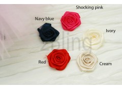 Flat Satin Rosette Flowers, Pack of 3